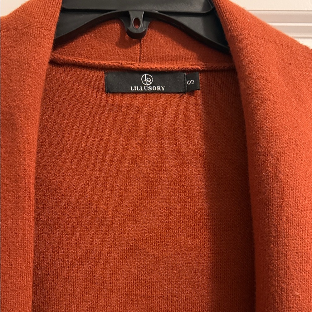 Rust Orange Open Front Cardigan - Picture 2 of 3